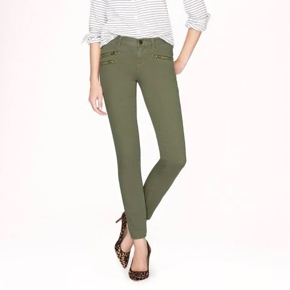 J crew toothpick jeans with zippers. Olive green, size 28 - Picture 4 of 5